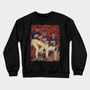 Paul Molitor, Robin Yount, and Jim Gantner in Milwaukee Brewers Crewneck Sweatshirt